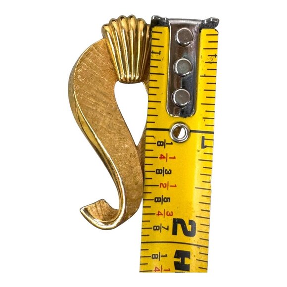 Vintage Boucher Brushed Gold Tone Brooch Numbered 6855 2" 1960's Marcel Shell - Picture 4 of 5